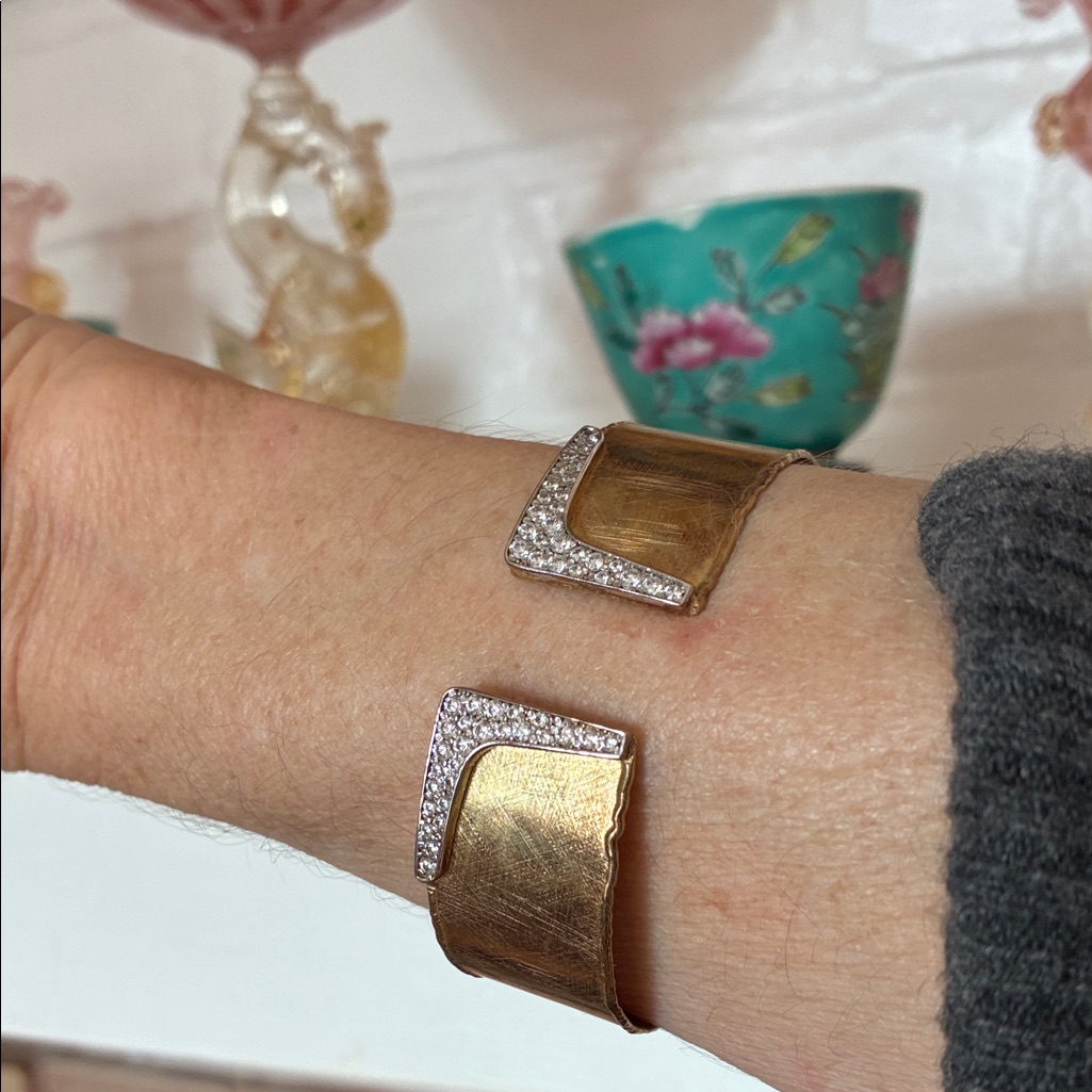 Large Vermeil And Cz Cuff Bracelet